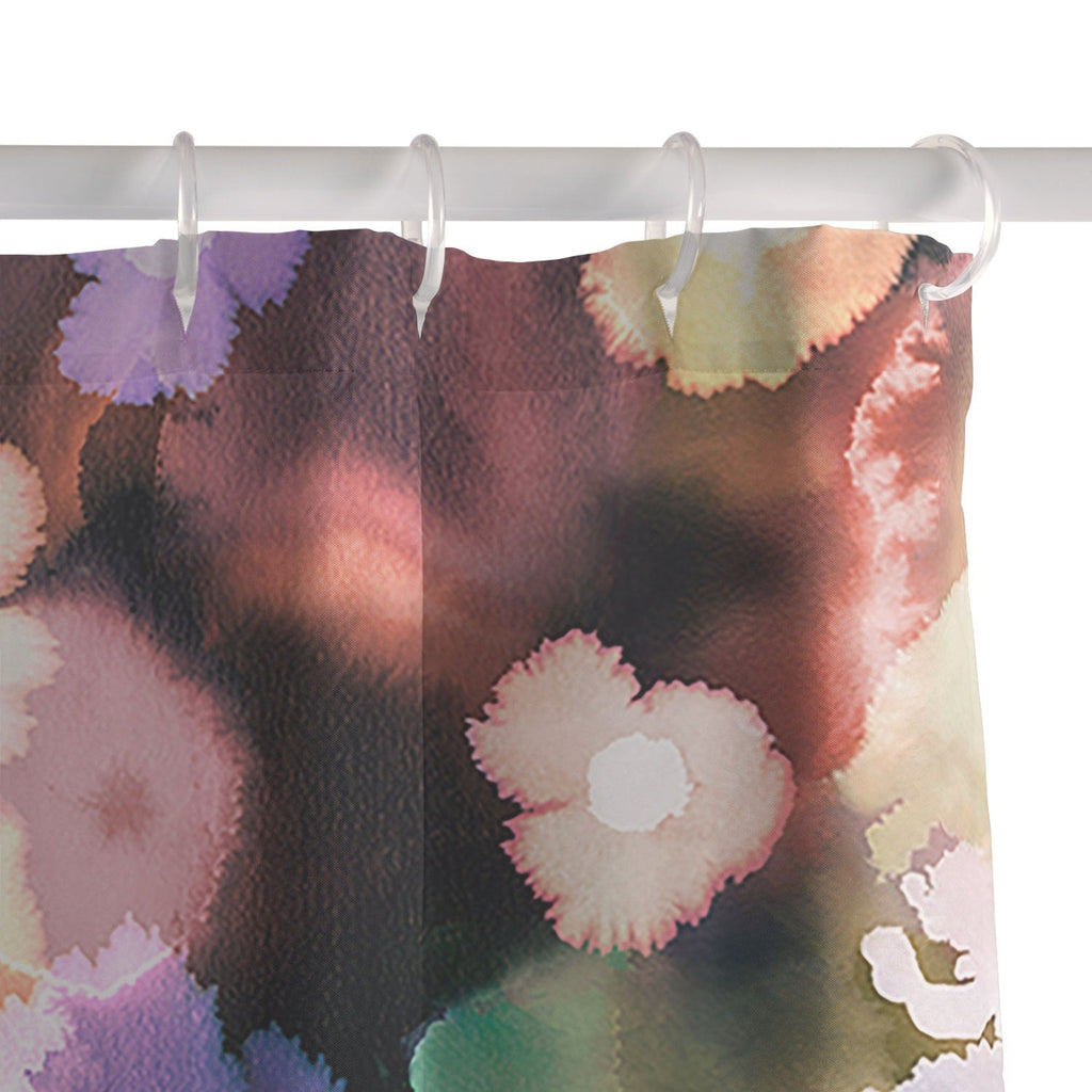 Ninola Design Botanic Retreat Ombre Abstract Watercolor Flowers Pink gold Shower Curtain