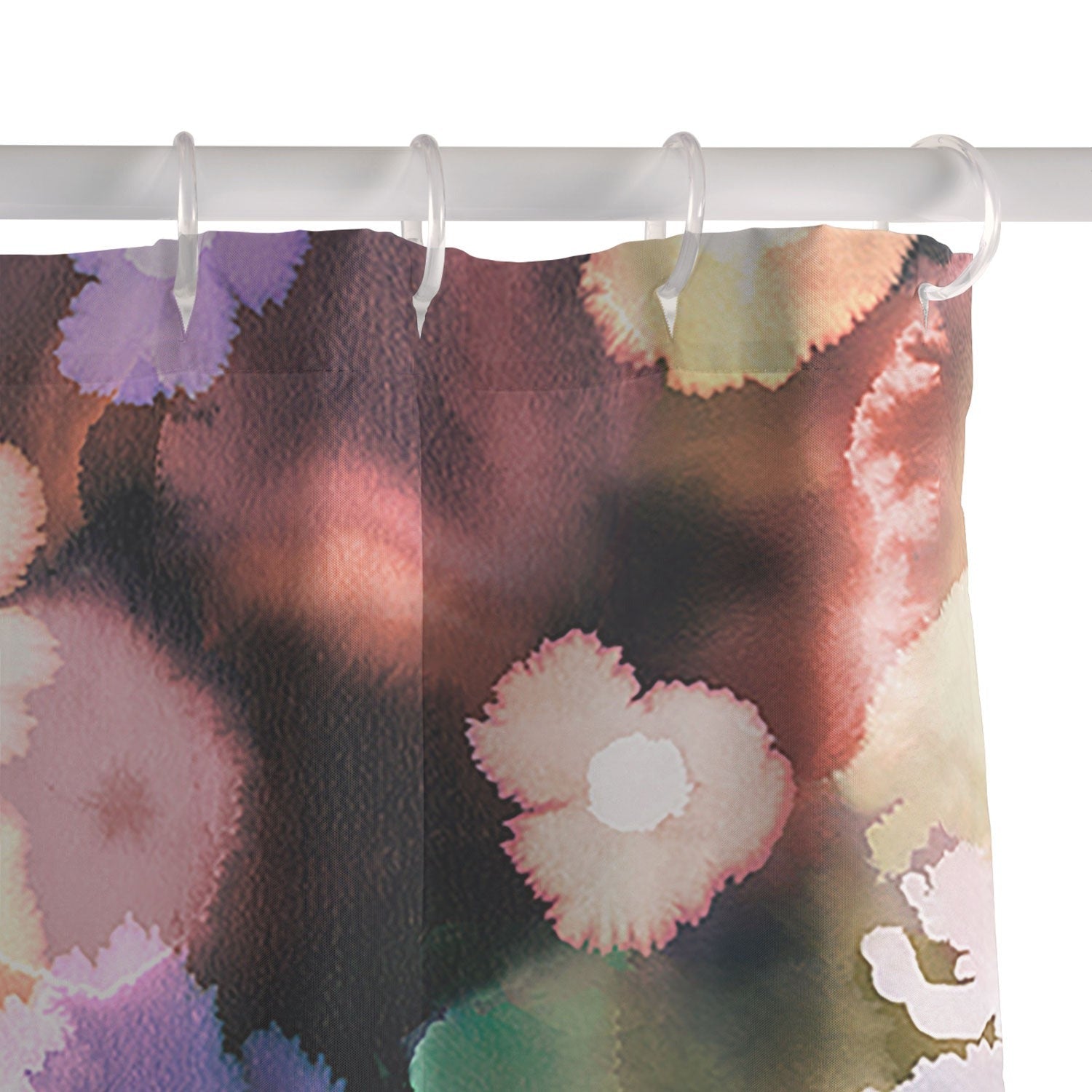 Ninola Design Botanic Retreat Ombre Abstract Watercolor Flowers Pink gold Shower Curtain