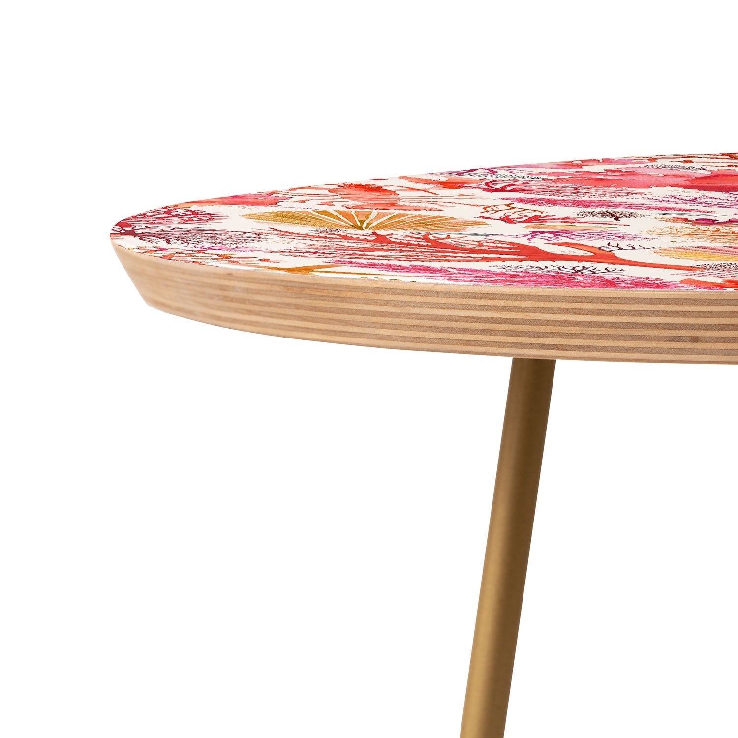 Ninola Design Botanic Retreat Coral Reef Crab Lobster Red Round Side Table