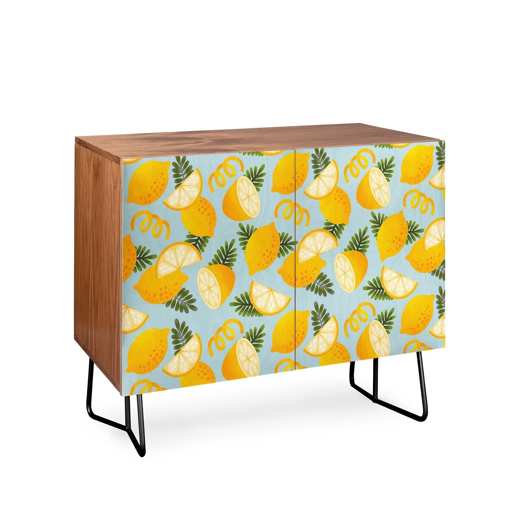 Jessica Molina Lemon Pattern on Sky Blue Credenza