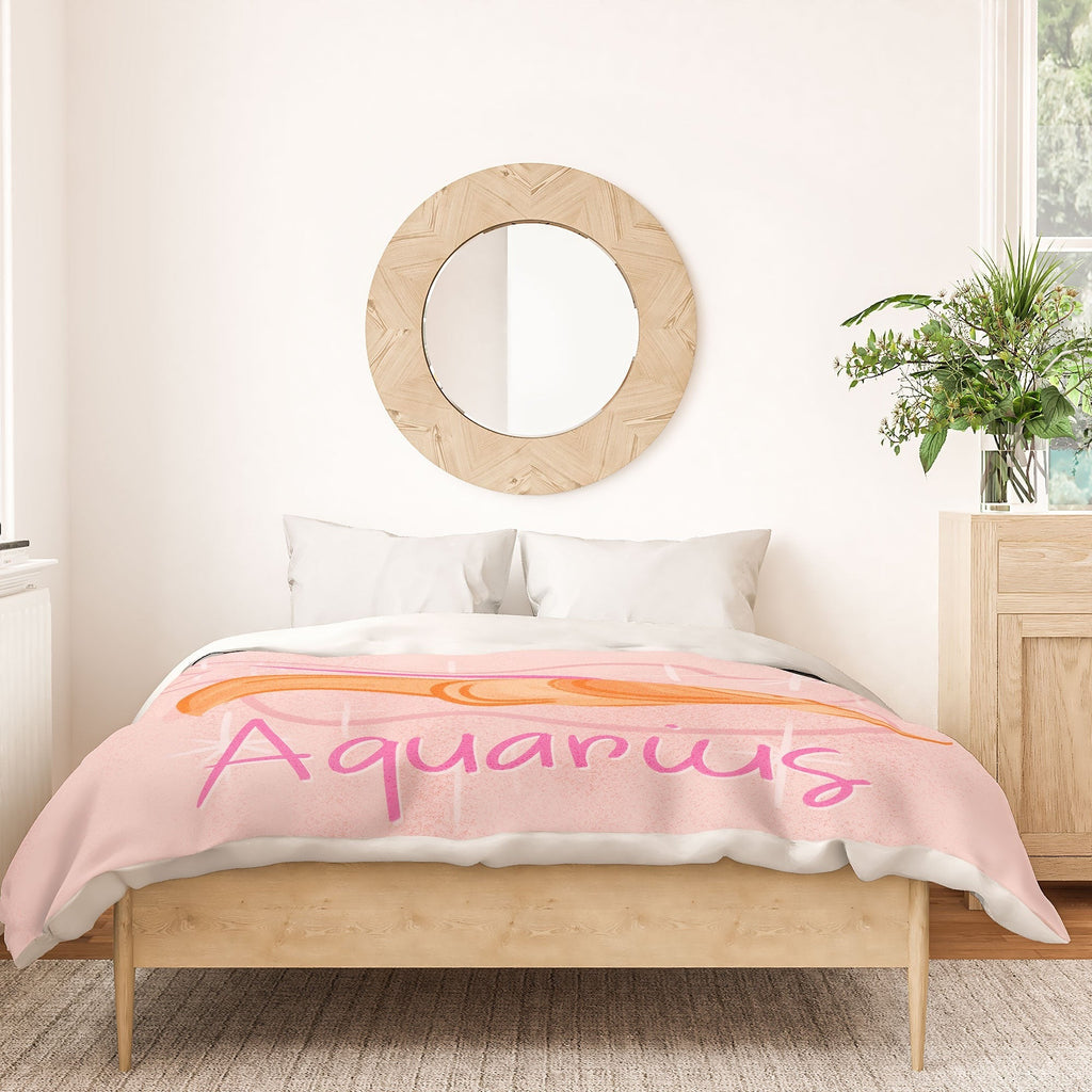 Little Om Zodiac Sign Aquarius Duvet Cover