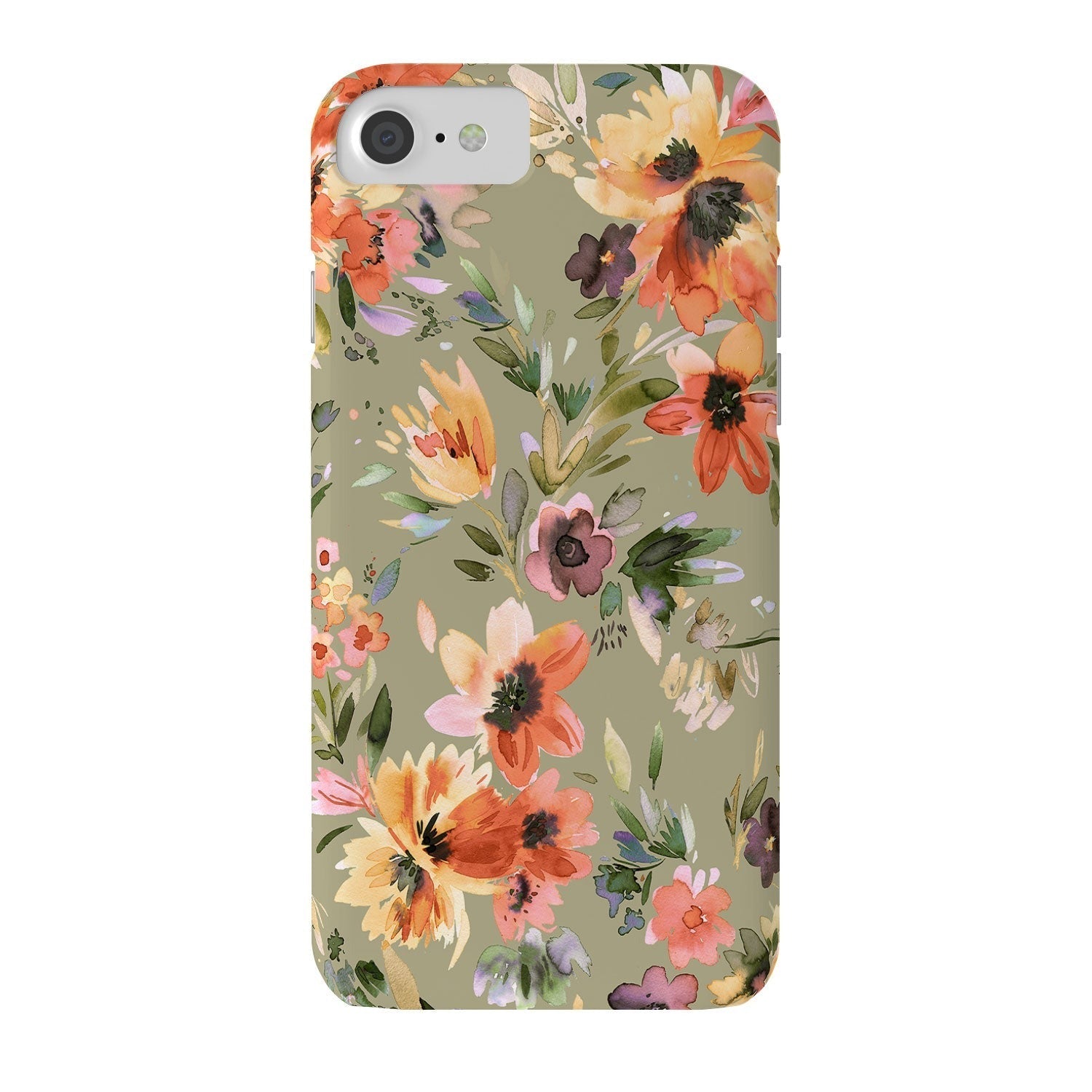 Ninola Design Botanic Retreat Painterly Tropical Flowers Sage Green Phone Case