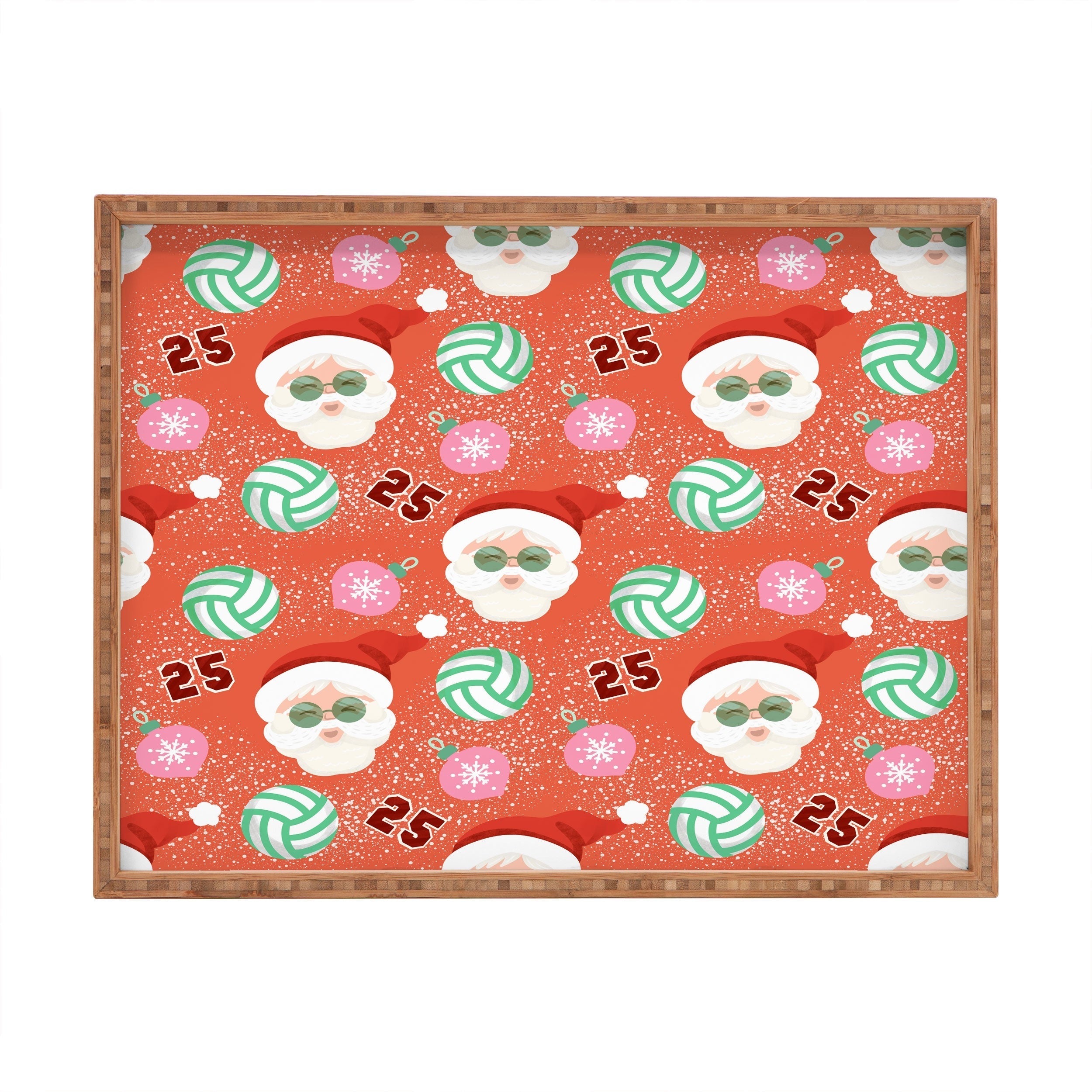 Design by Spark Sporty Volleyball Santa Rectangular Tray