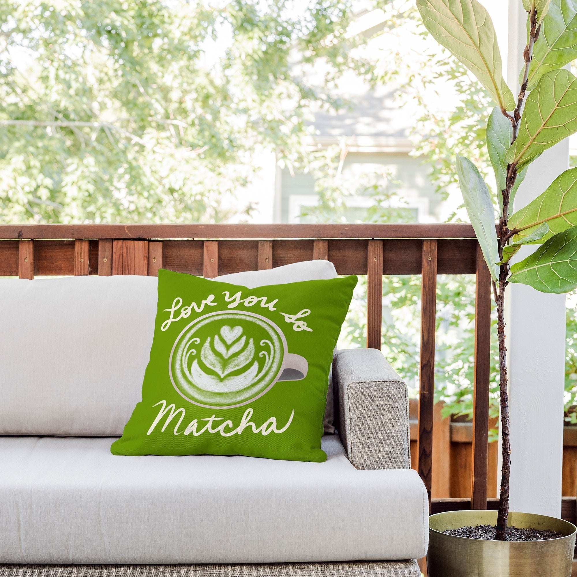 Design by Spark Love You So Matcha Outdoor Throw Pillow