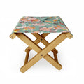 Ninola Design Botanic Retreat Floral Oleander Whimsical Teal Green Folding Stool