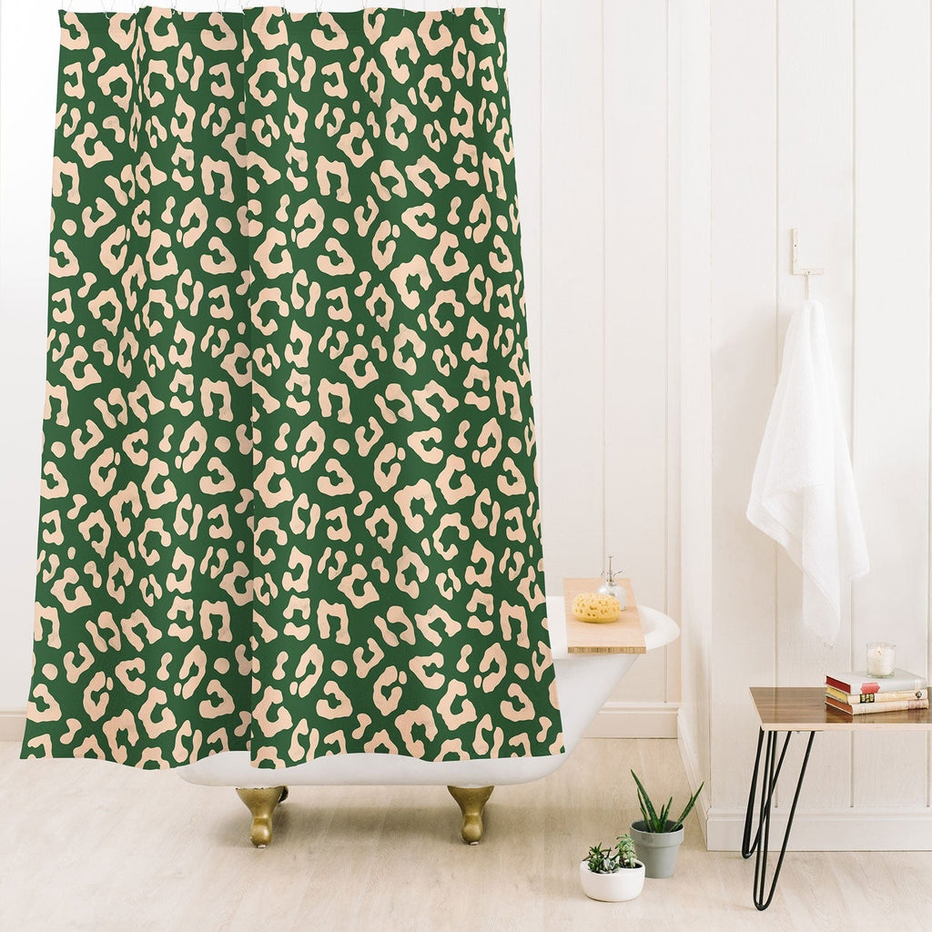 Avenie BR Cheetah Print In Green Shower Curtain