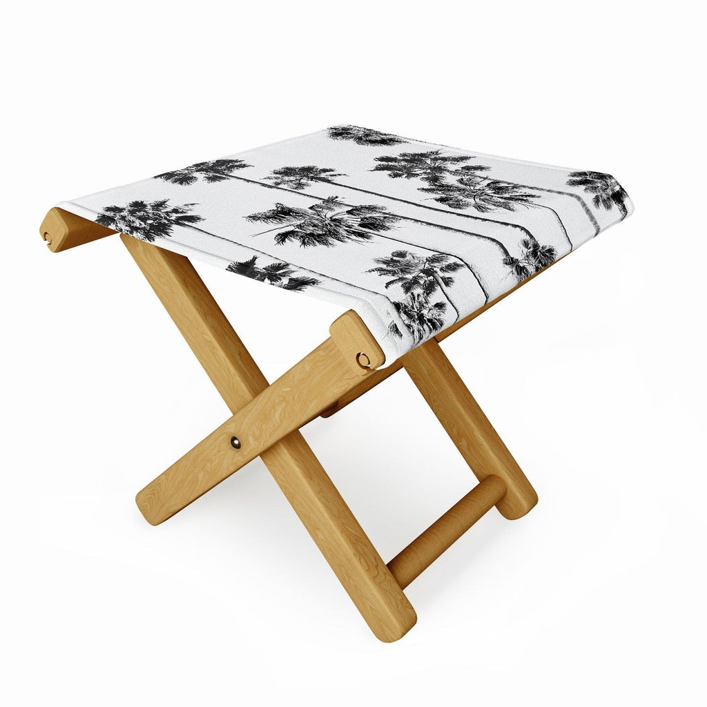 Gal Design Black And White Palms Folding Stool