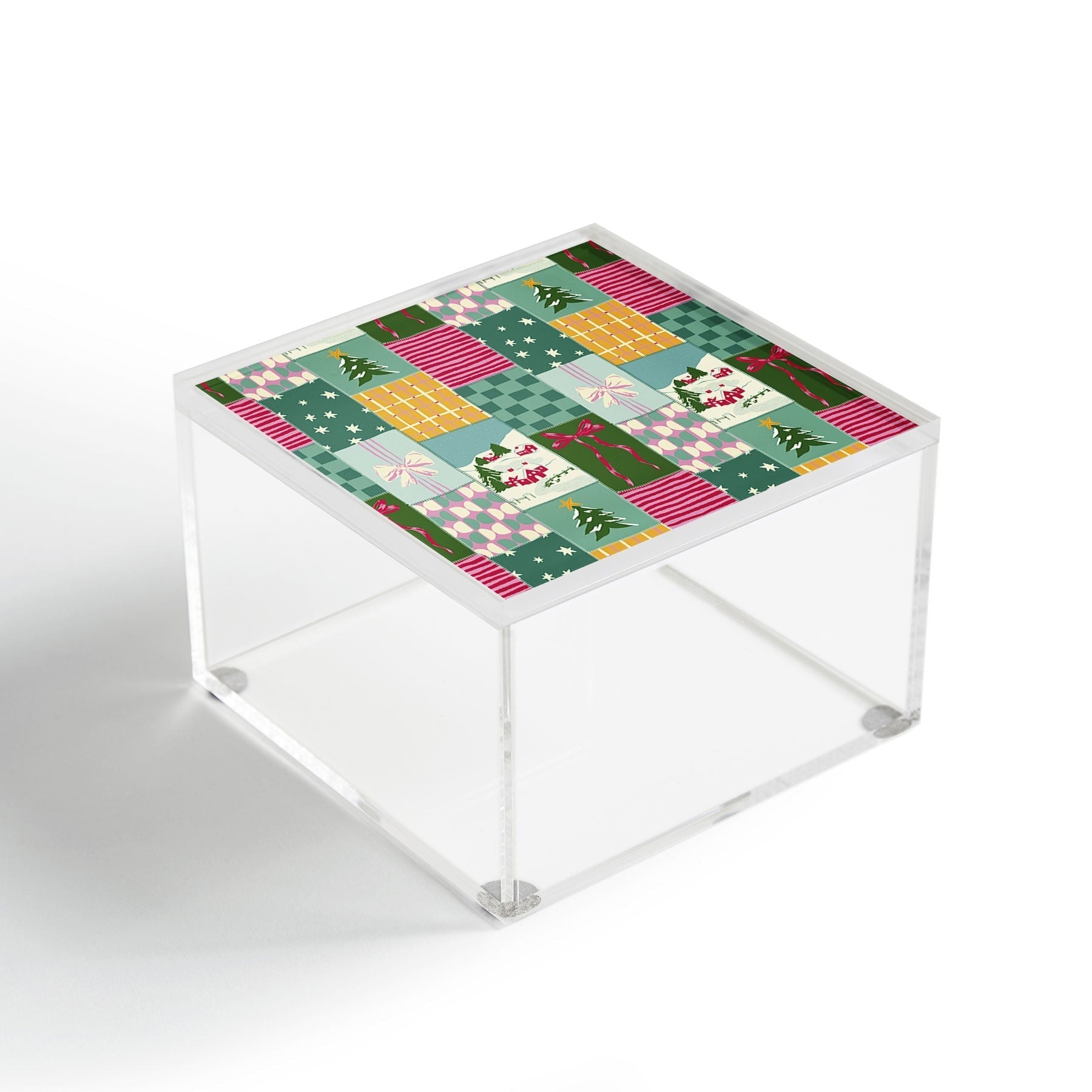 LouBruzzoni Cozy Christmas Patchwork Acrylic Box