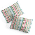 Ninola Design Botanic Retreat Watercolor Stripes Green Orange Red Pillow Shams