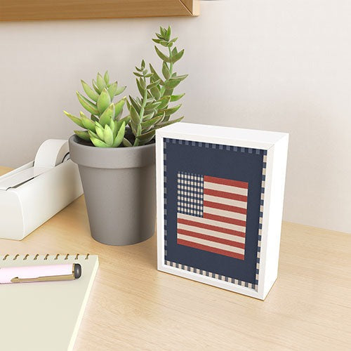 DENY Designs Gingham Flag Framed Mini Art Print
