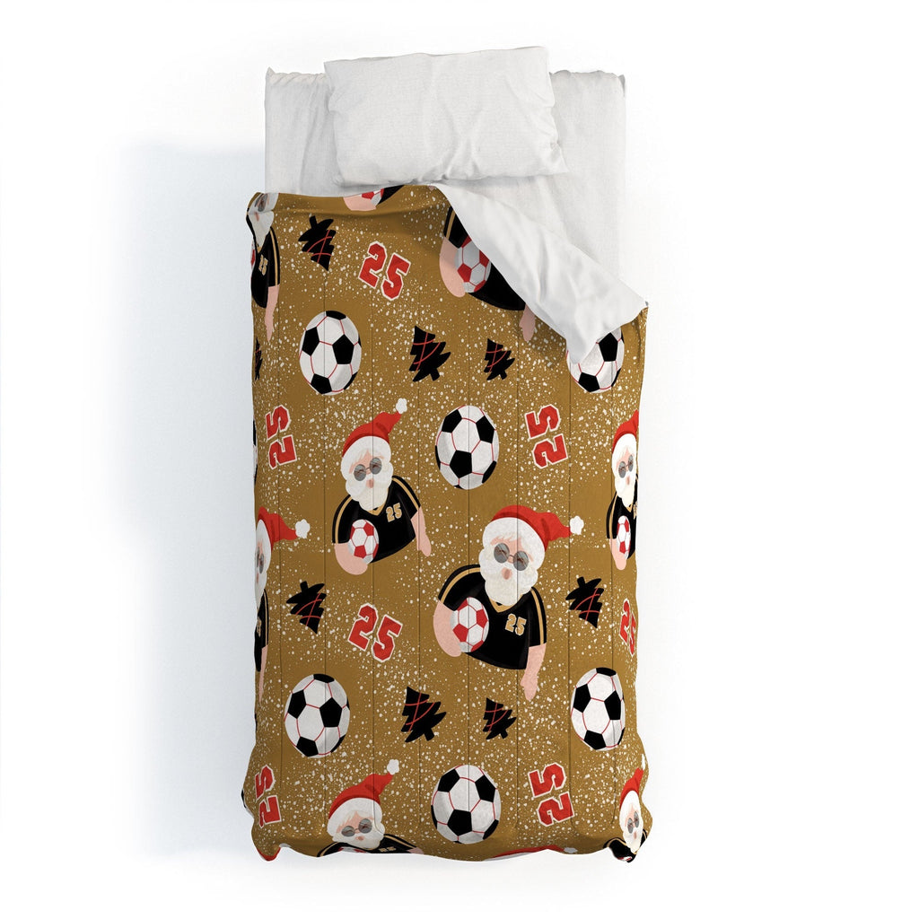 Design by Spark Sporty Soccer Santa Holiday Comforter