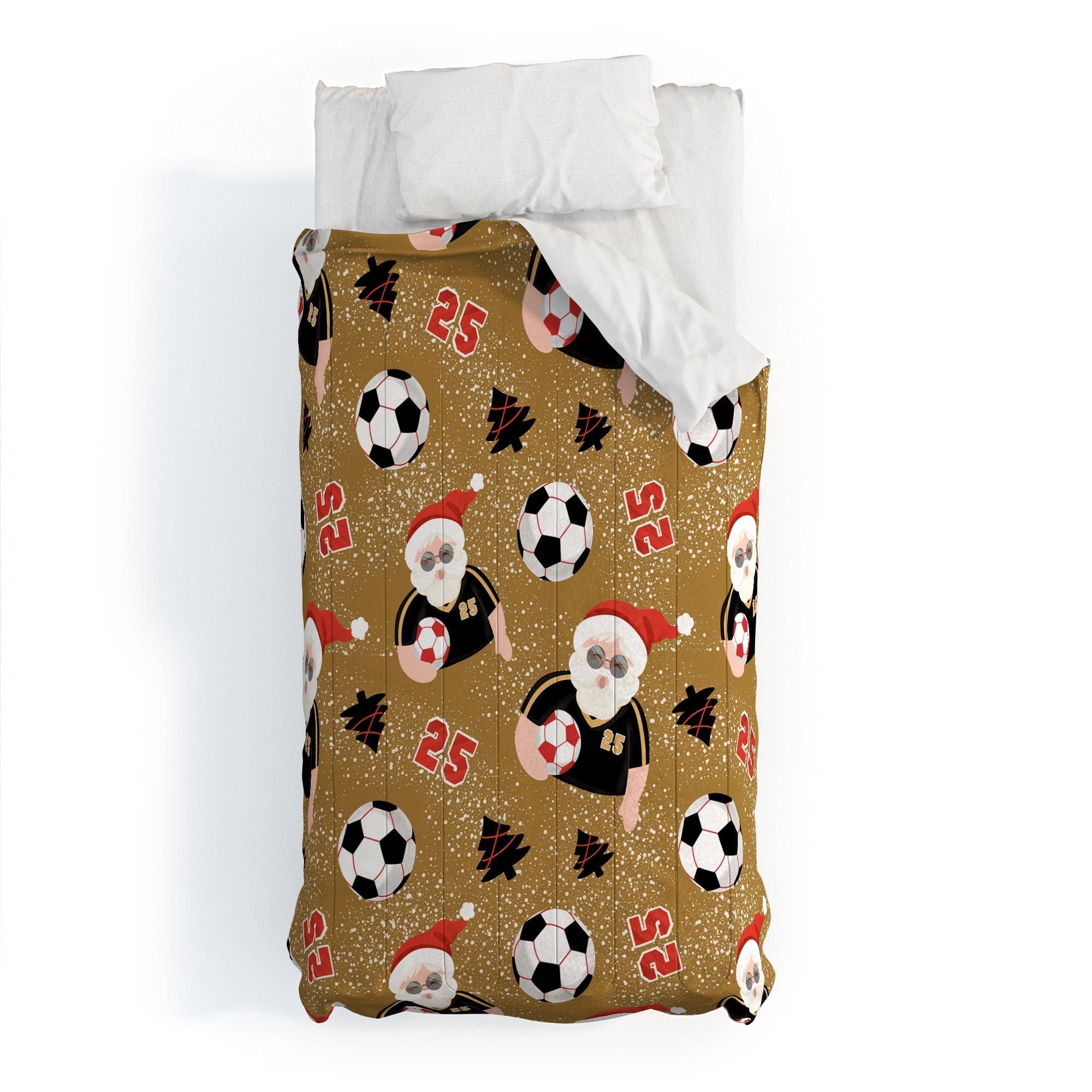 Design by Spark Sporty Soccer Santa Holiday Comforter