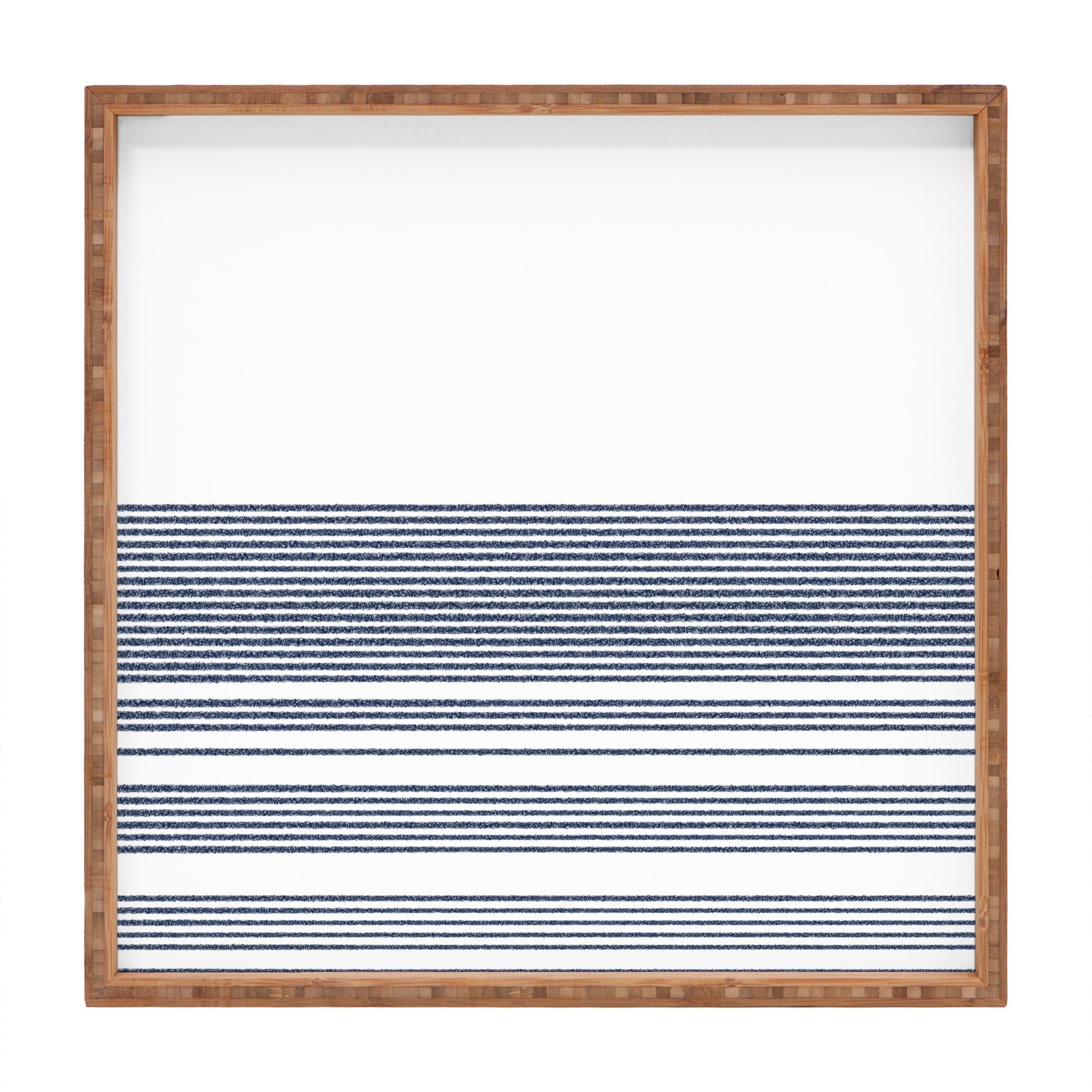 Kierkegaard Design Studio organic stripes naut navy blue and white Square Tray