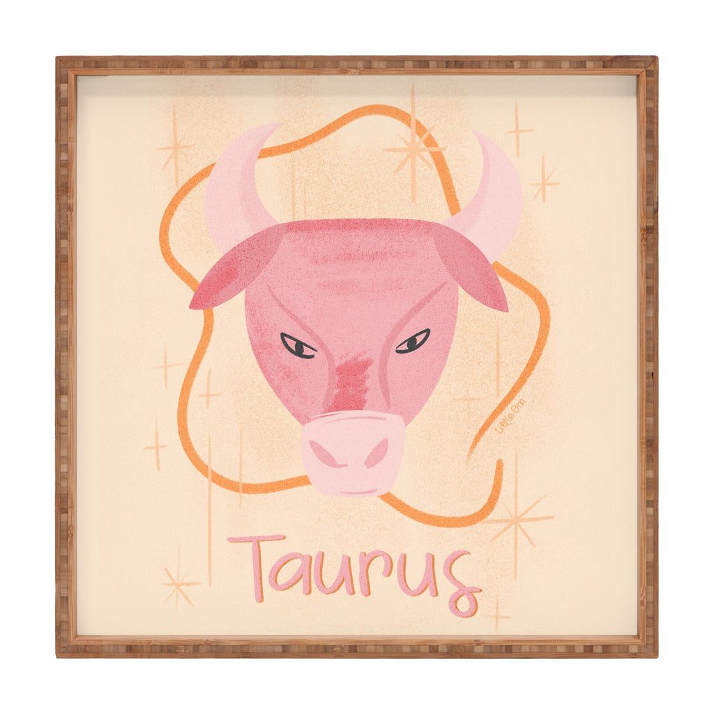 Little Om Zodiac Sign Taurus Square Tray