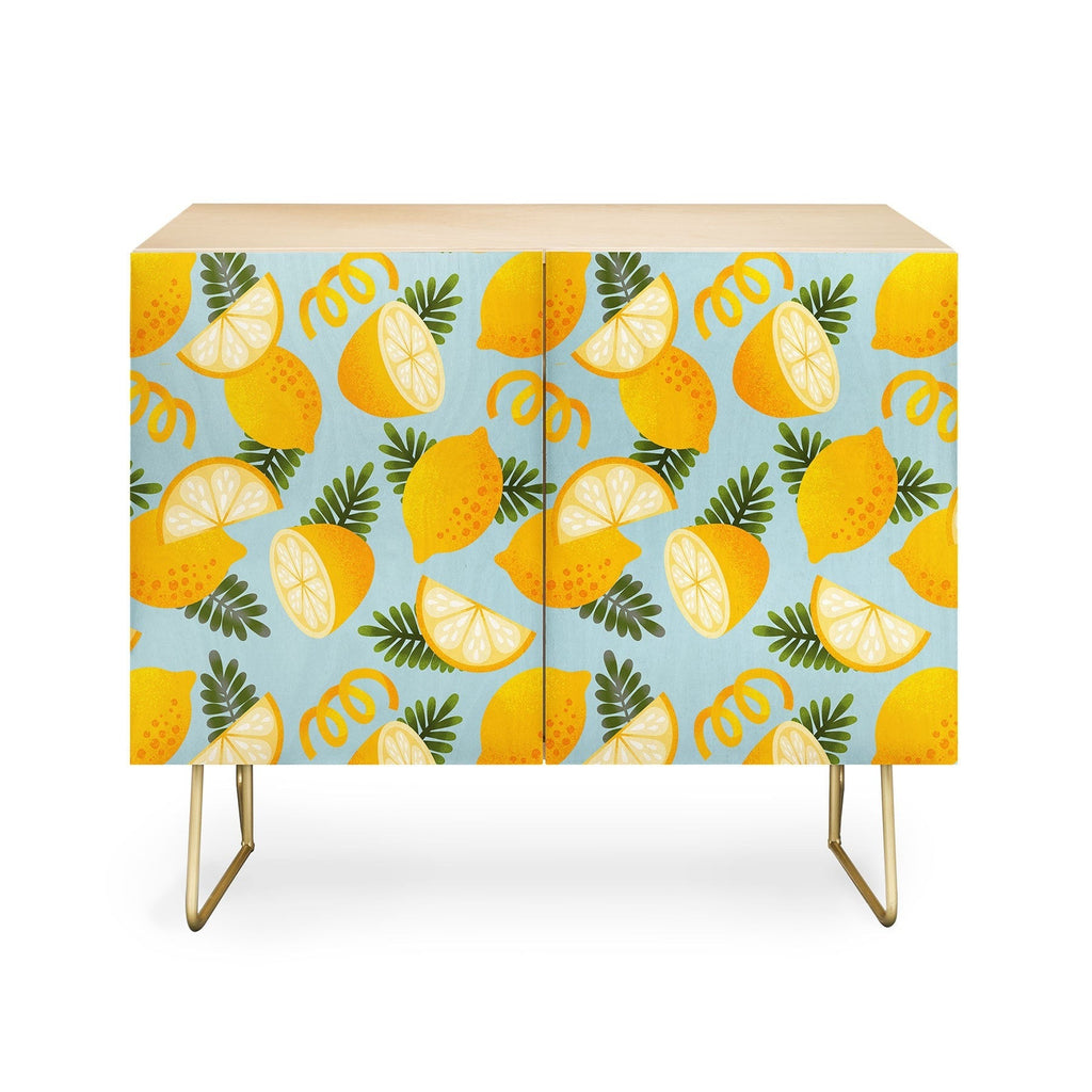 Jessica Molina Lemon Pattern on Sky Blue Credenza