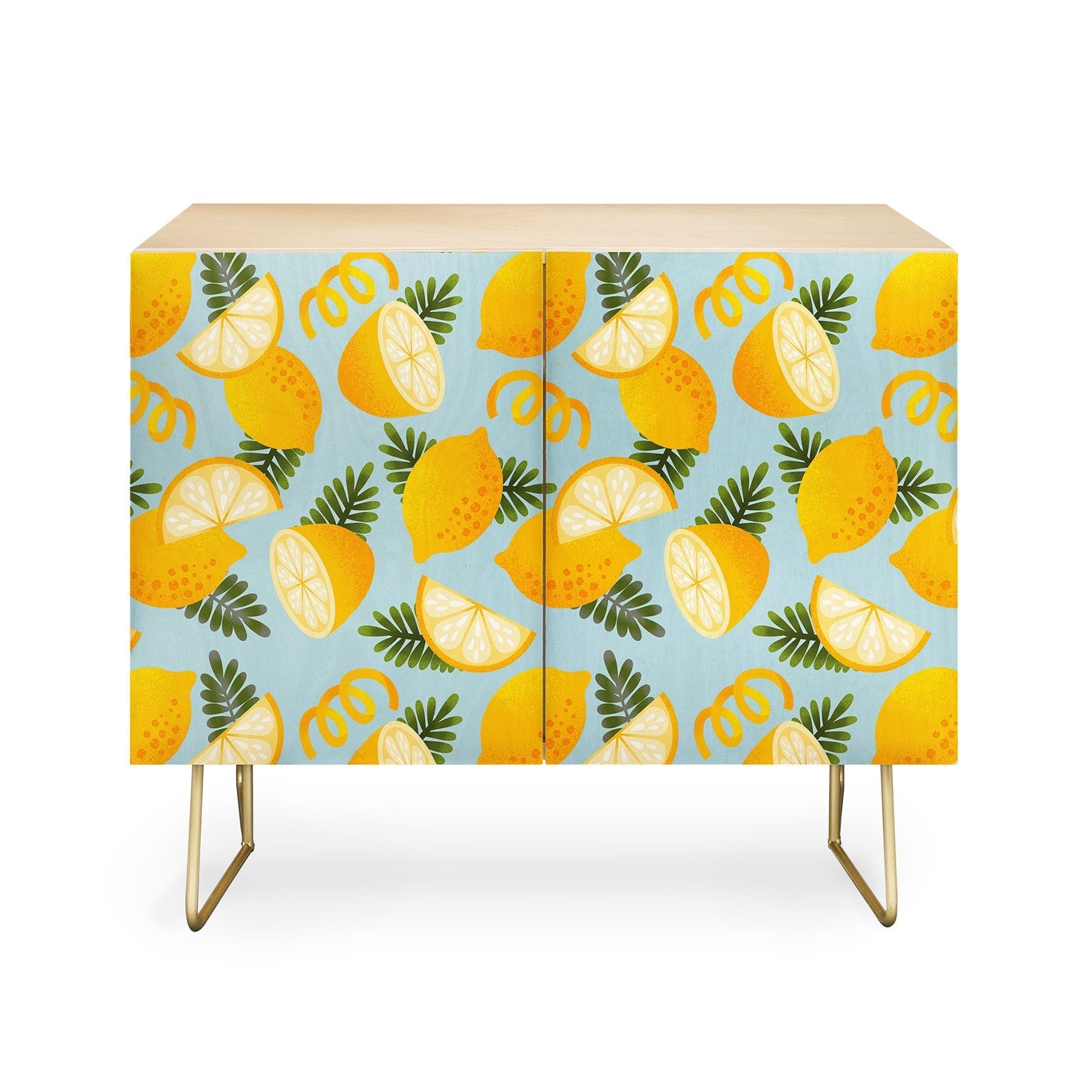 Jessica Molina Lemon Pattern on Sky Blue Credenza