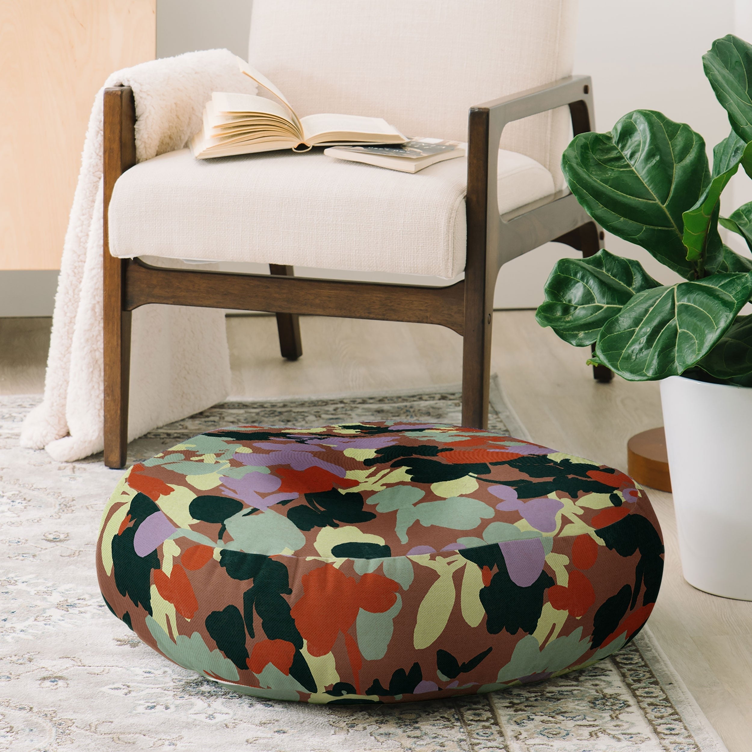 Marta Barragan Camarasa Retro Bloom Medley Floor Pillow Round
