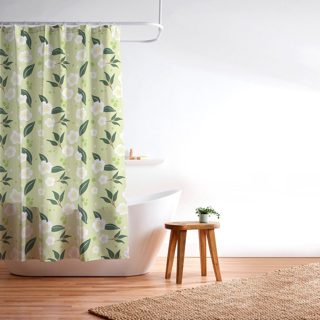 Design by Spark Matcha Tea Florals Shower Curtain