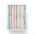 Ninola Design Botanic Retreat Watercolor Stripes Green Orange Red Framed Mini Art Print