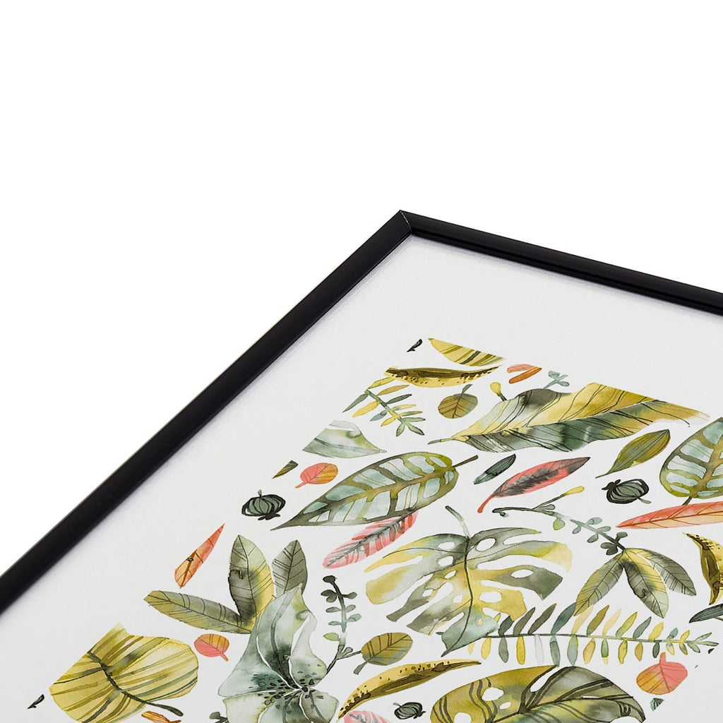 Ninola Design Botanic Retreat Tropical Jungle Leaves Botanical Green Orange Metal Framed Art Print