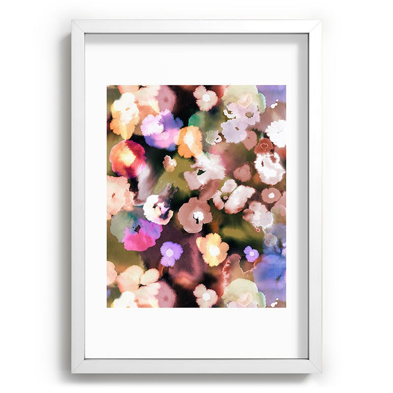 Ninola Design Botanic Retreat Ombre Abstract Watercolor Flowers Pink gold Recessed Framing Rectangle