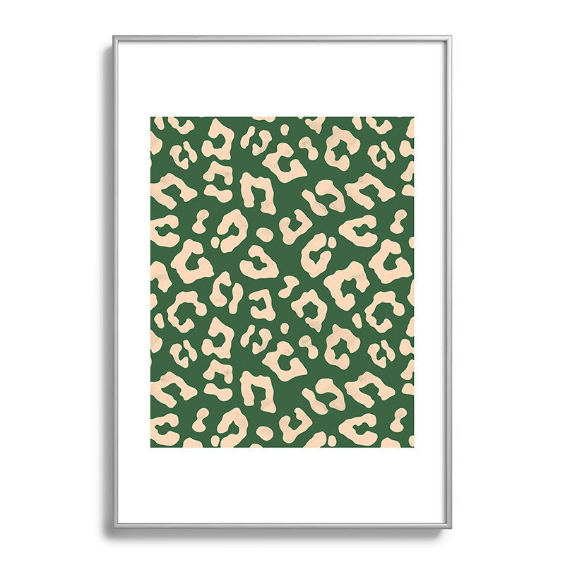 Avenie BR Cheetah Print In Green Metal Framed Art Print