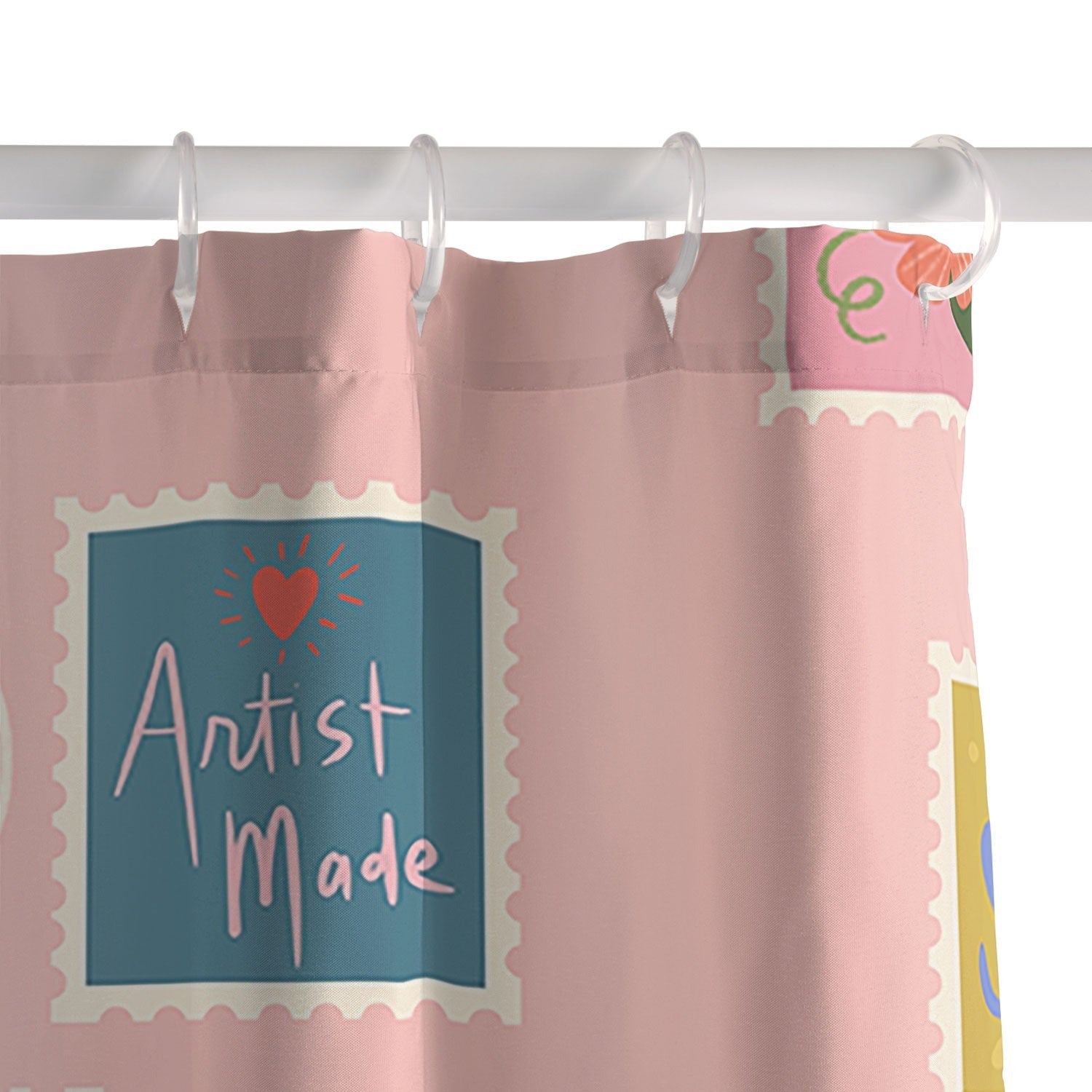 Design by Spark Love Human Made Stamps Shower Curtain