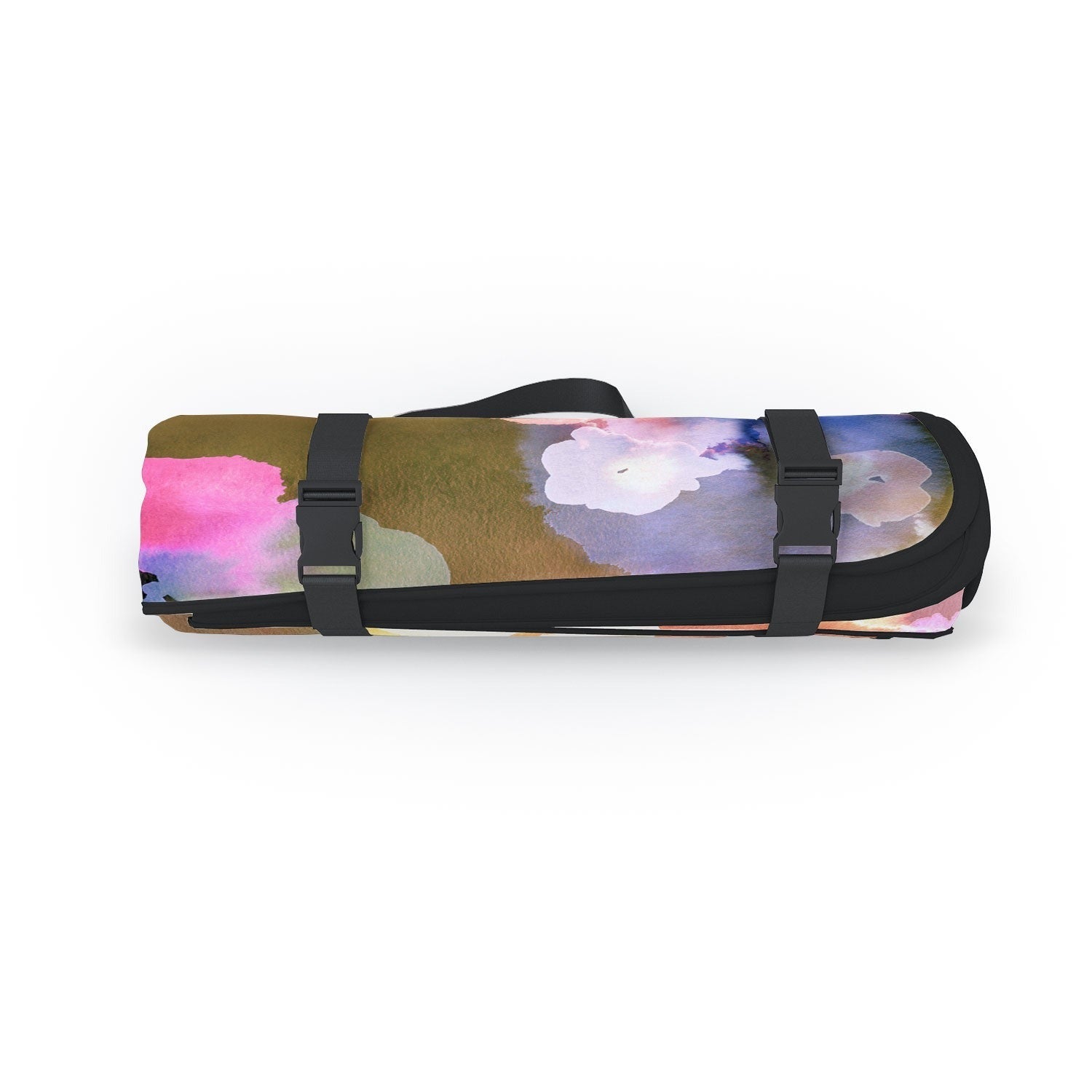 Ninola Design Botanic Retreat Ombre Abstract Watercolor Flowers Pink gold Picnic Blanket