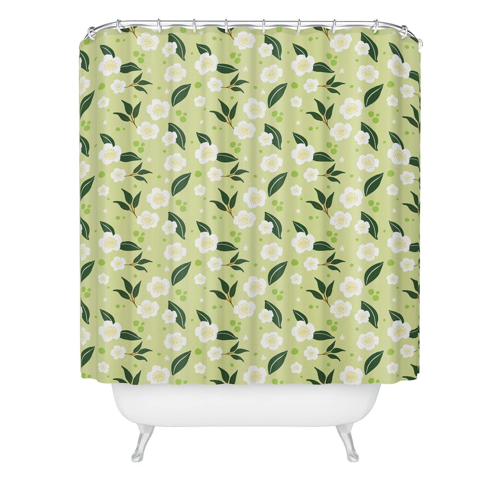 Design by Spark Matcha Tea Florals Shower Curtain