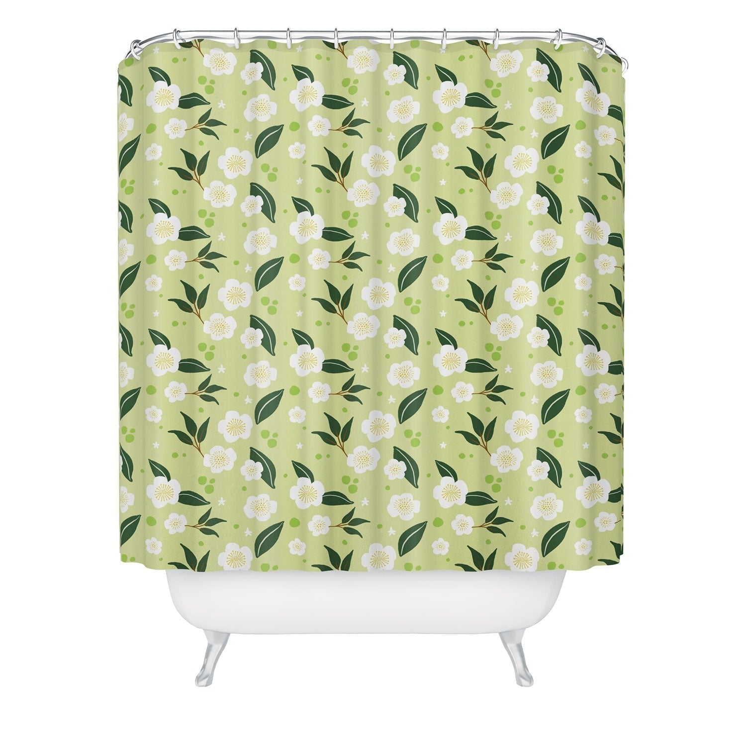 Design by Spark Matcha Tea Florals Shower Curtain