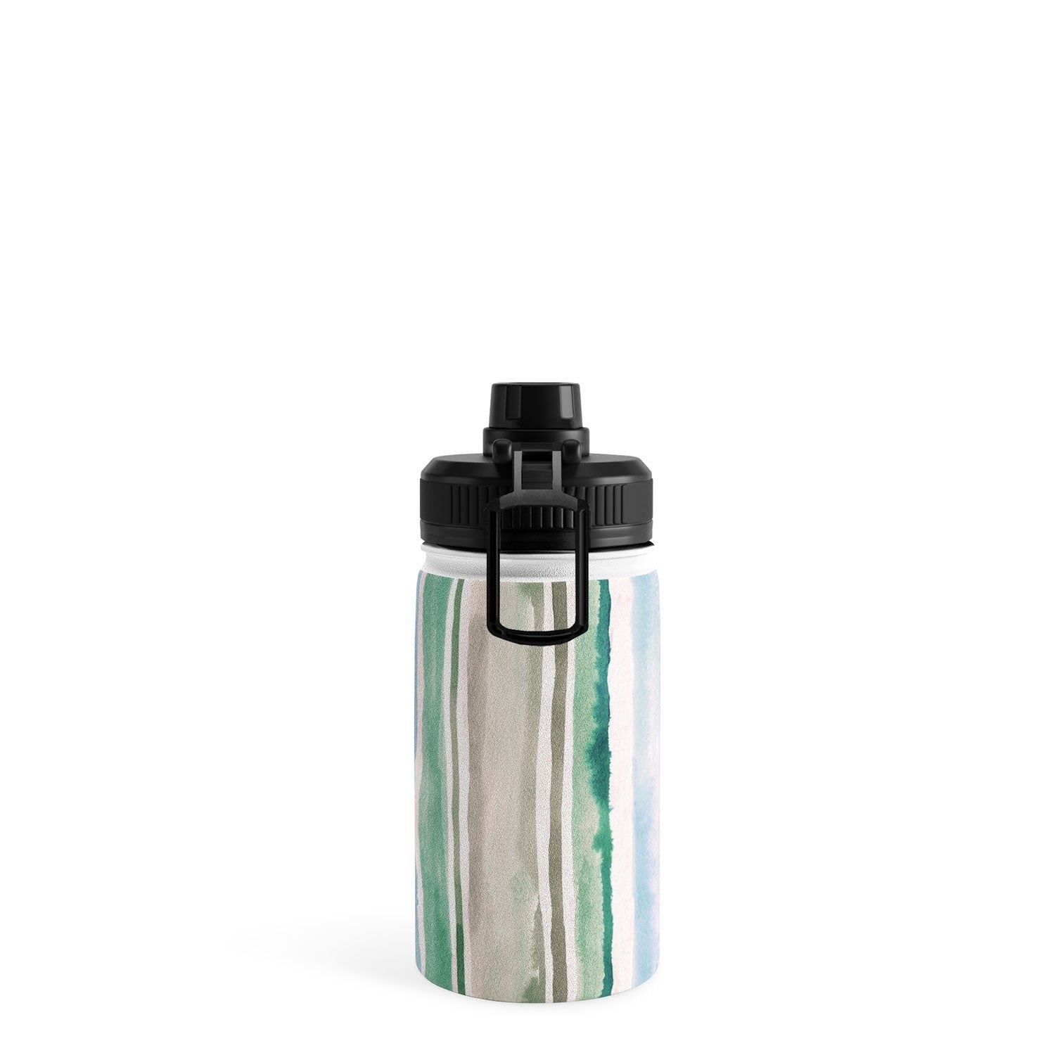 Ninola Design Botanic Retreat Watercolor Stripes Green Orange Red Water Bottle