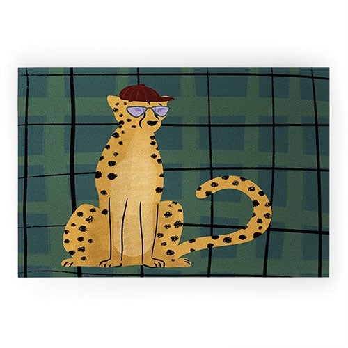Design by Spark Cheetah Cool Cat Welcome Mat