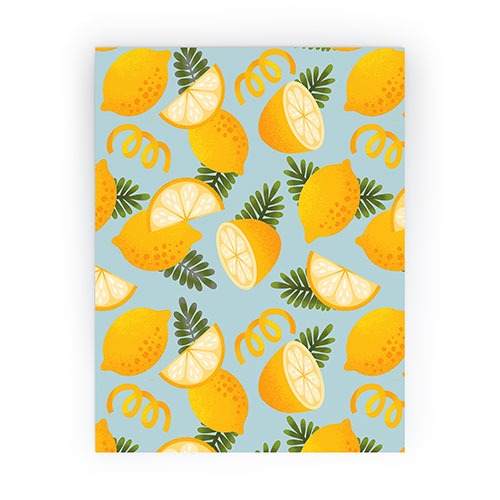 Jessica Molina Lemon Pattern on Sky Blue Mini Art Print