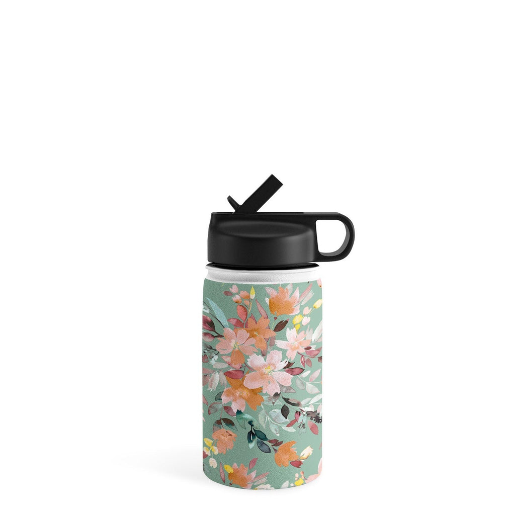 Ninola Design Botanic Retreat Floral Oleander Whimsical Teal Green Water Bottle