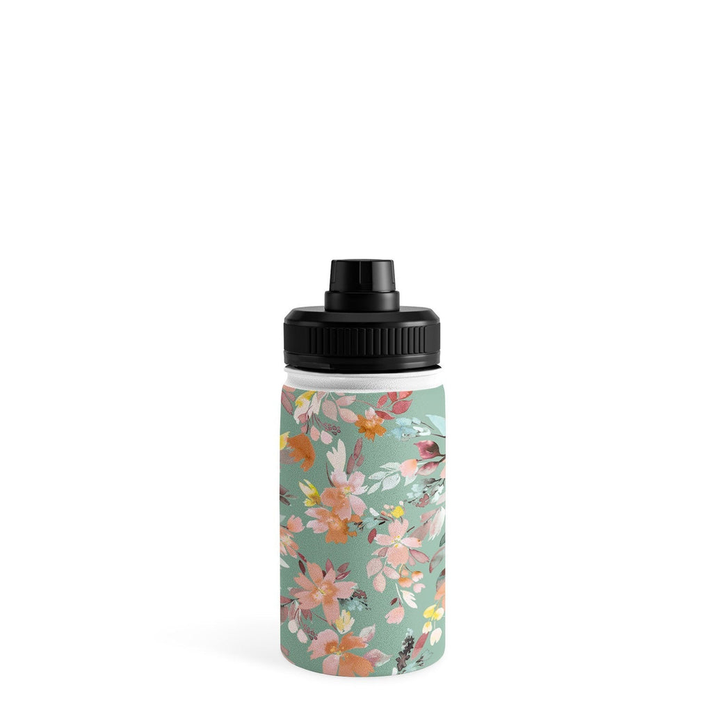 Ninola Design Botanic Retreat Floral Oleander Whimsical Teal Green Water Bottle