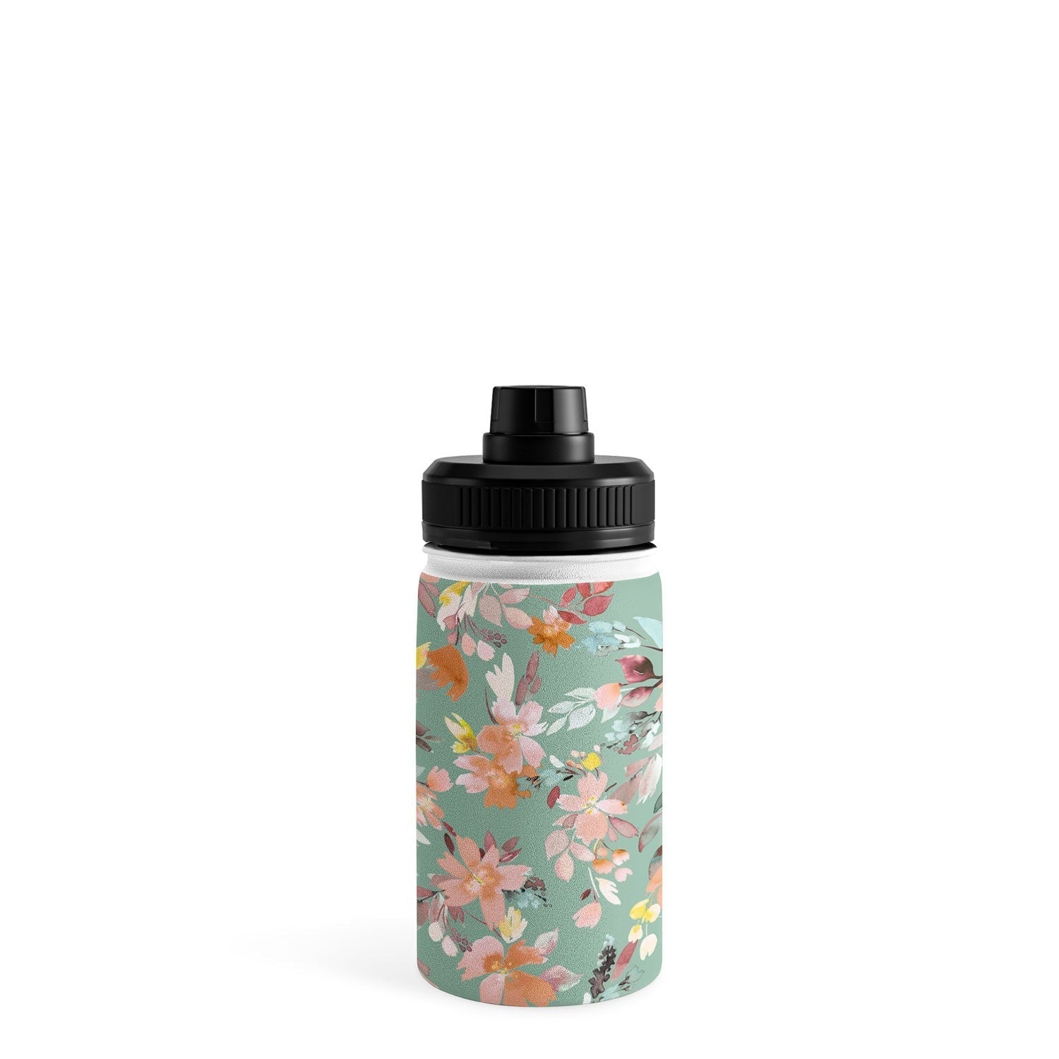 Ninola Design Botanic Retreat Floral Oleander Whimsical Teal Green Water Bottle