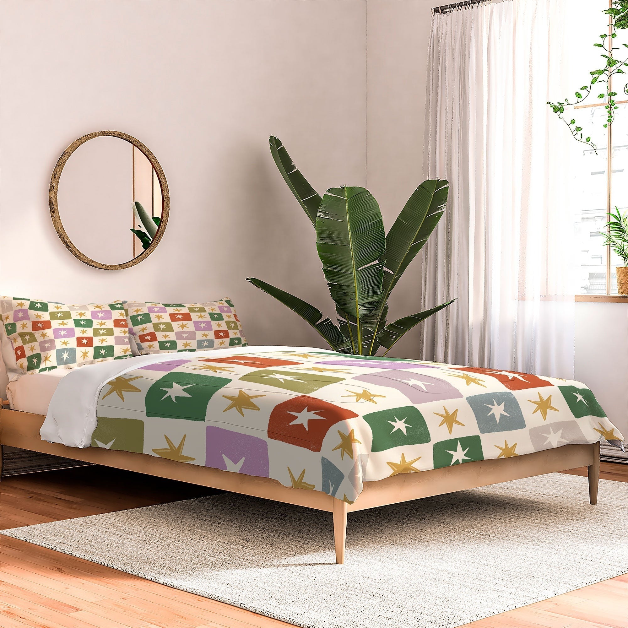 LouBruzzoni Retro Star Block Pattern Comforter
