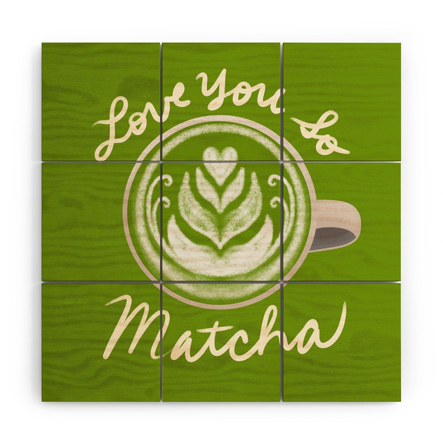 Design by Spark Love You So Matcha Wood Wall Mural