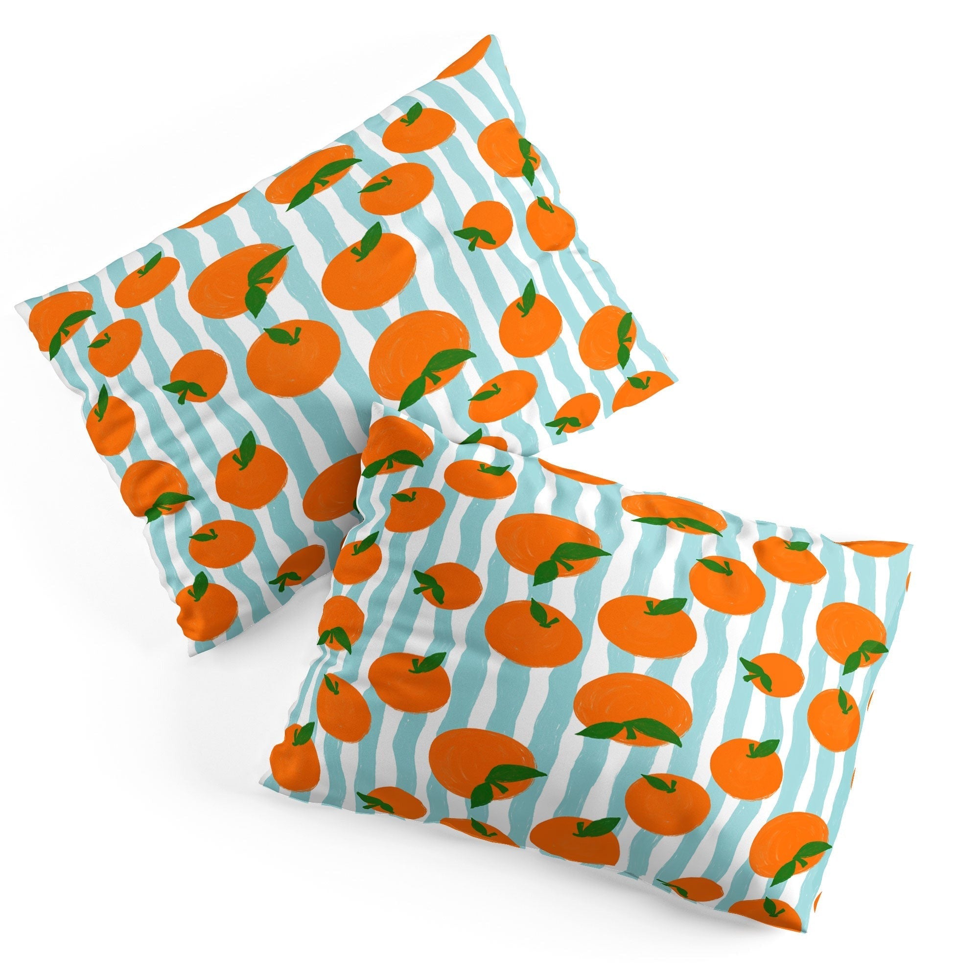 Design by Spark Zesty Oranges and Stripes Pillow Shams