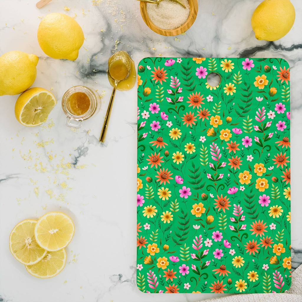 Pimlada Phuapradit Ditsy Spring Floral Green Cutting Board Rectangle