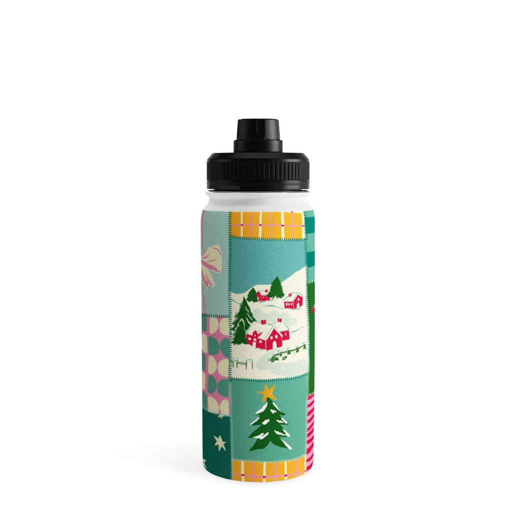 LouBruzzoni Cozy Christmas Patchwork Water Bottle