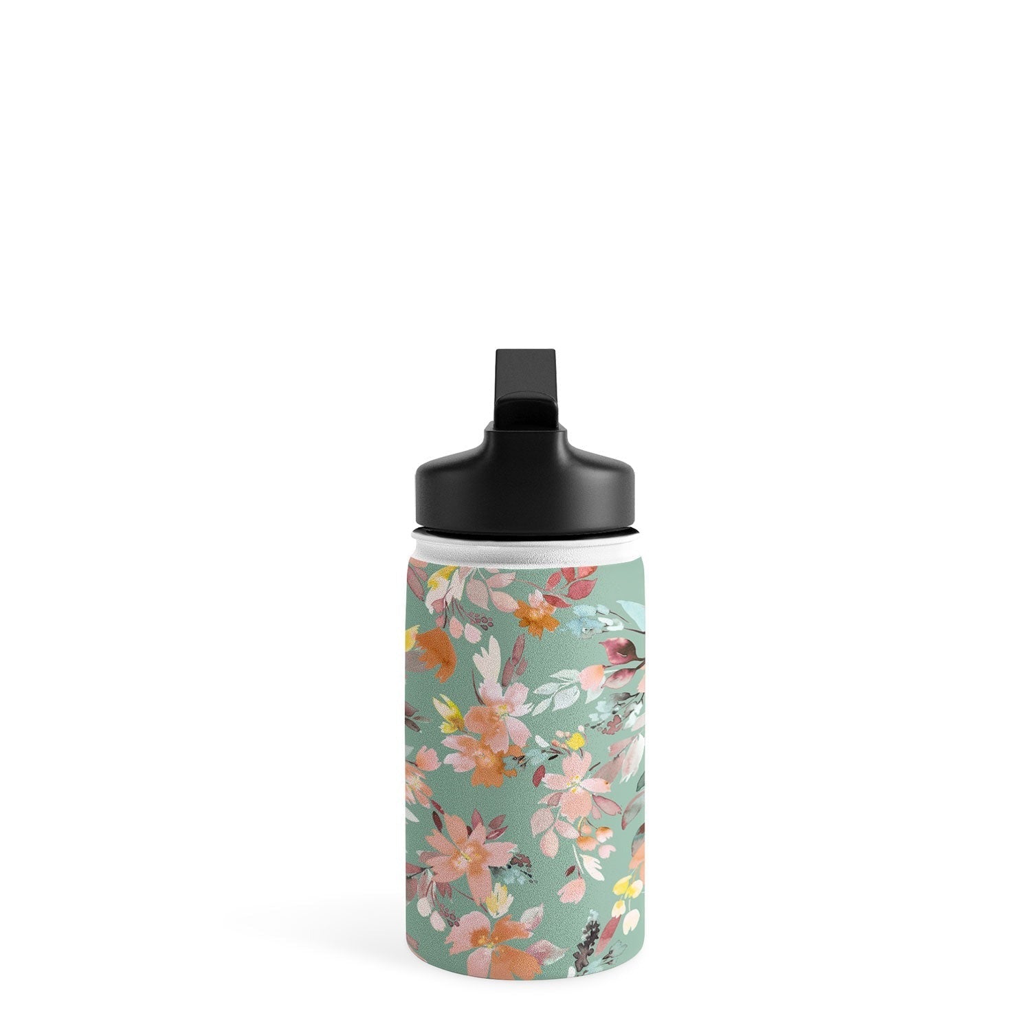 Ninola Design Botanic Retreat Floral Oleander Whimsical Teal Green Water Bottle