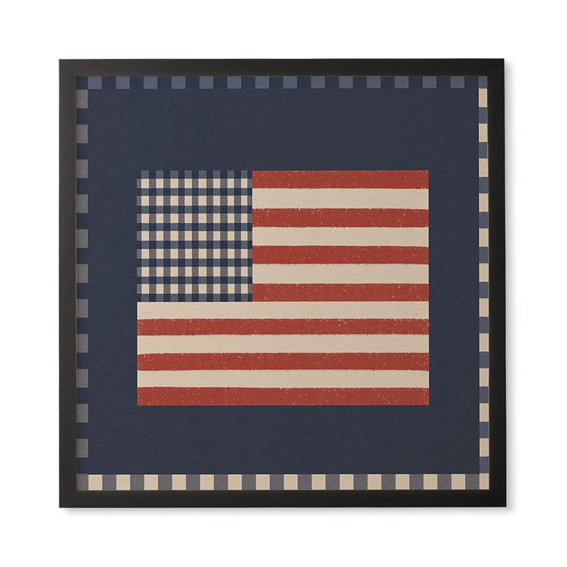 DENY Designs Gingham Flag Framed Wall Art