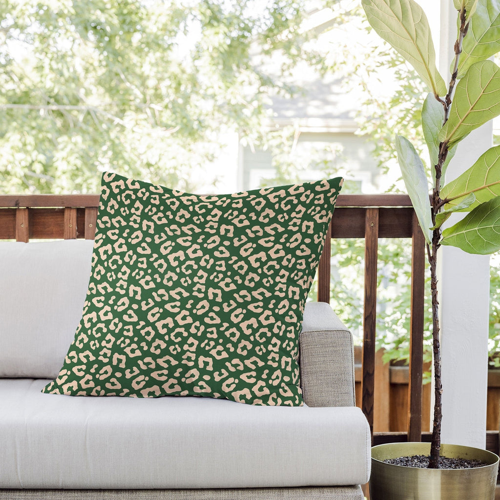 Avenie BR Cheetah Print In Green Outdoor Throw Pillow
