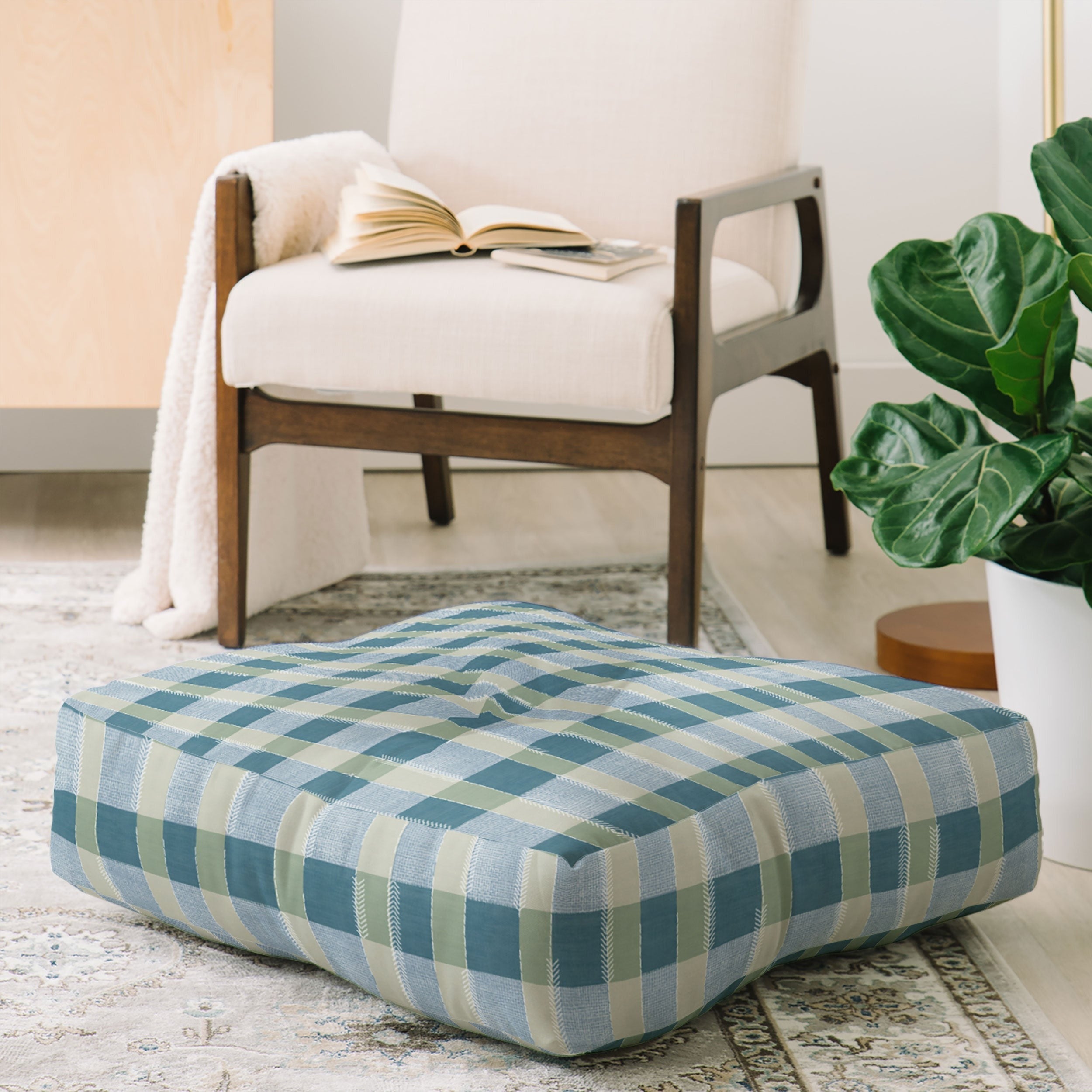 Marta Barragan Camarasa Country Style Checks Floor Pillow Square