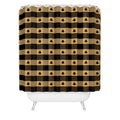 Design by Spark Black Gold Tree Tree Gingham Shower Curtain
