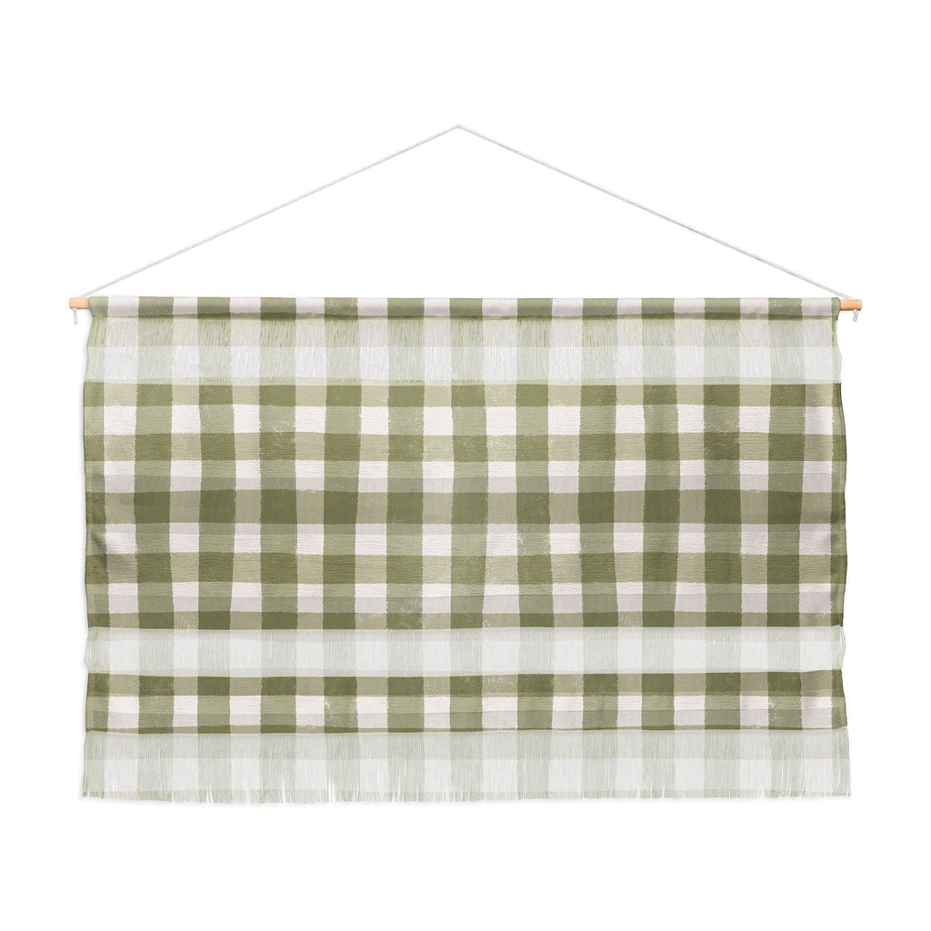 Menina Lisboa Rustic Green Plaid Wall Hanging Landscape