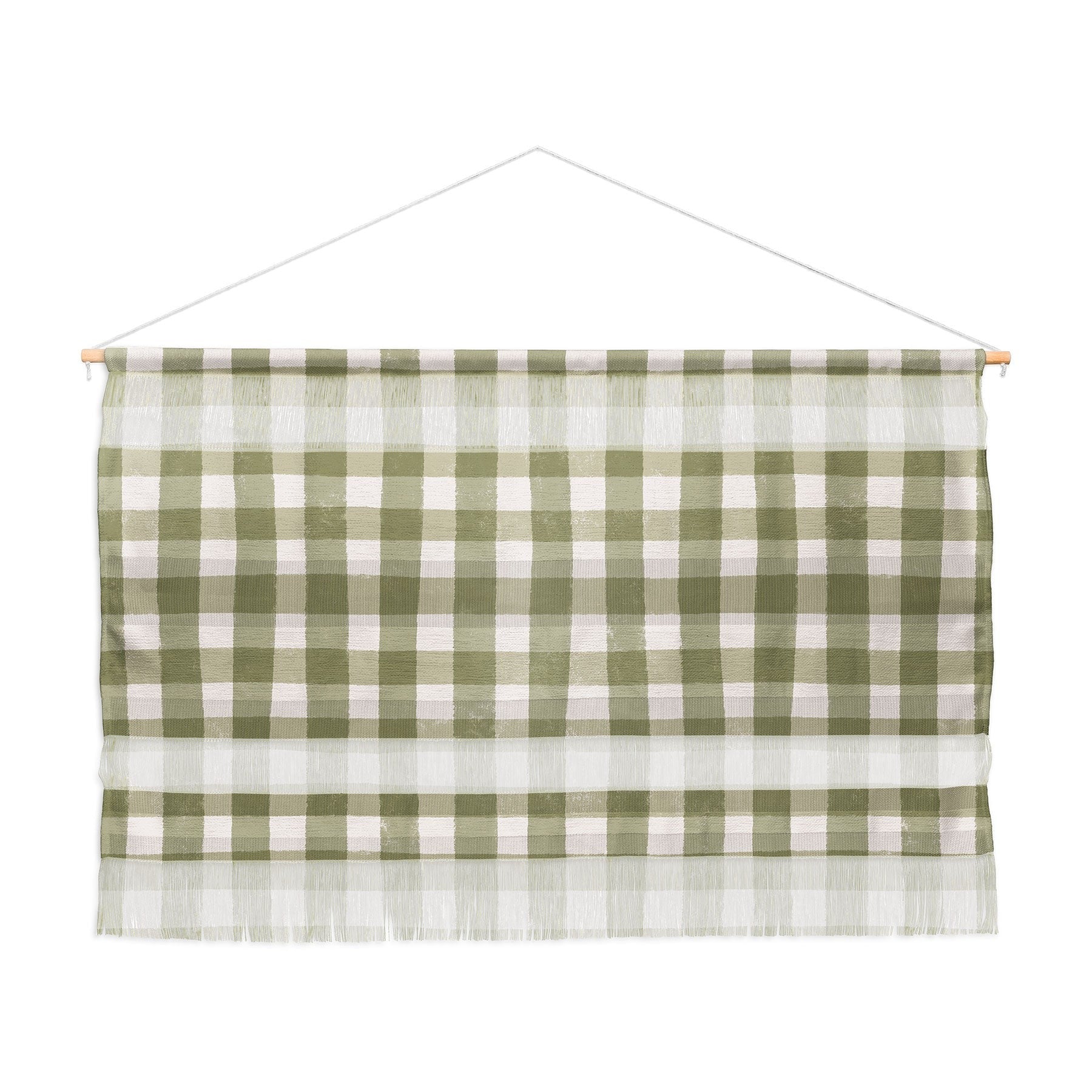 Menina Lisboa Rustic Green Plaid Wall Hanging Landscape
