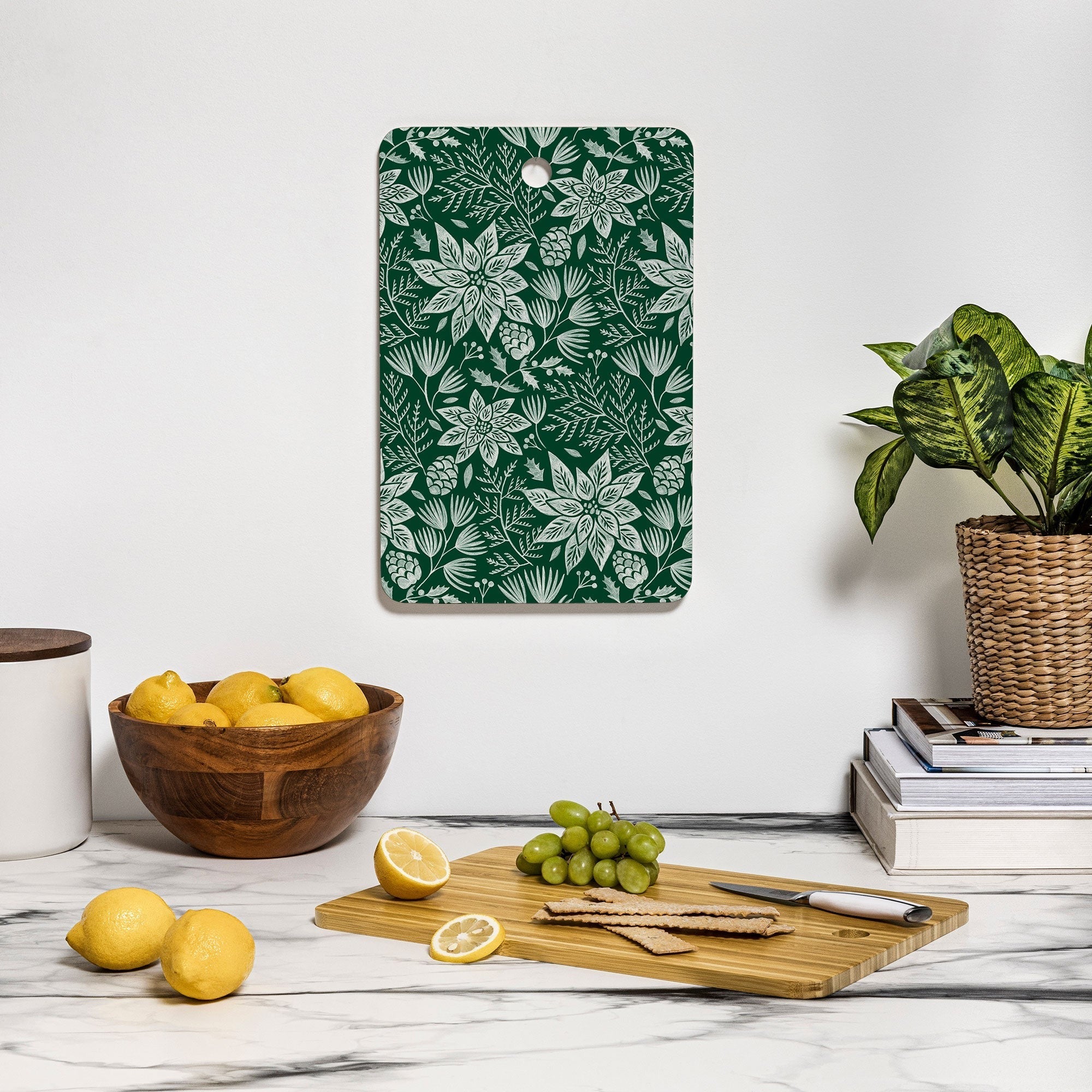Pimlada Phuapradit Christmas Poinsettia Cutting Board Rectangle