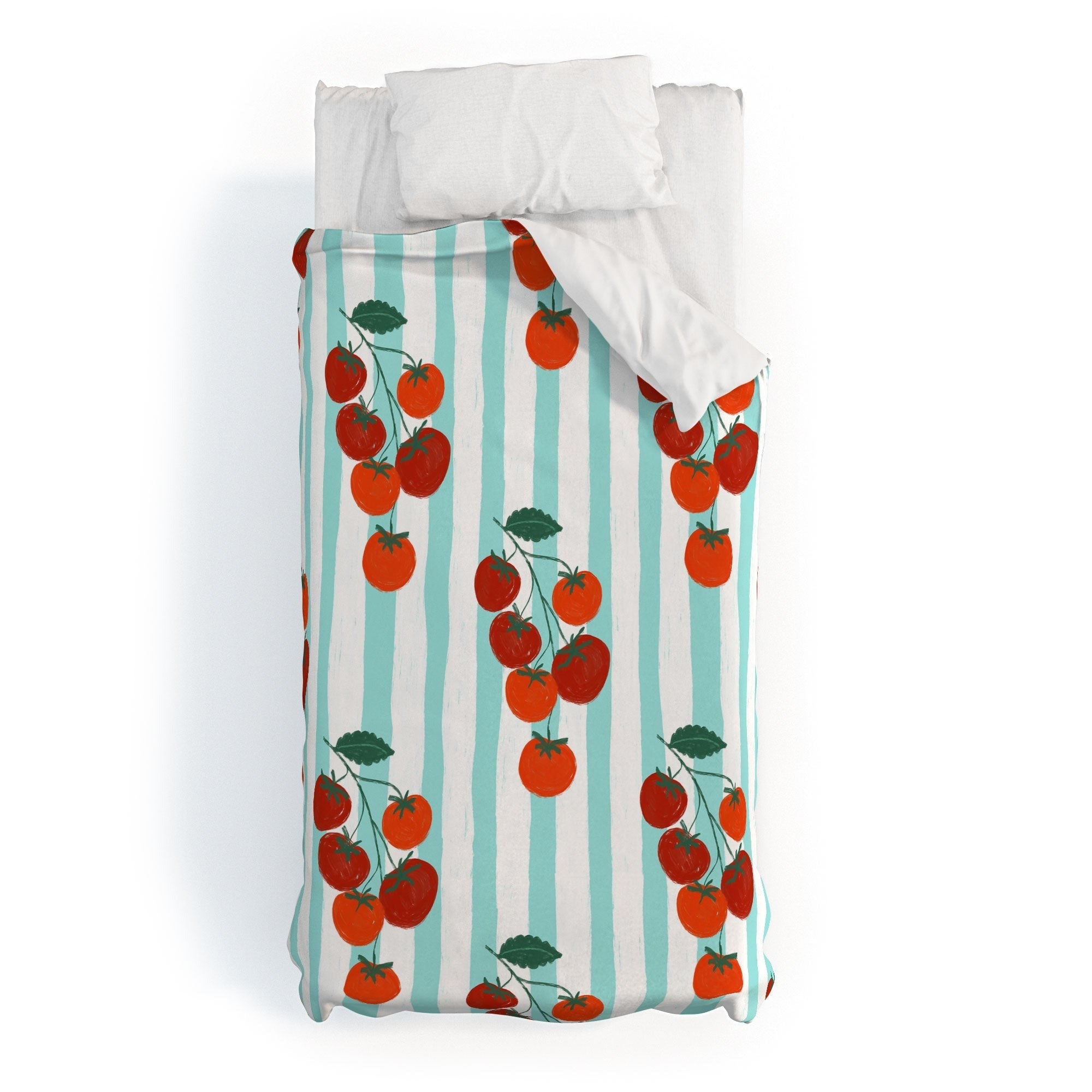 Design by Spark Zesty Tomatoes and Stripes Duvet Cover